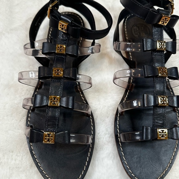 Tory Burch navy and Gold Bow Sandals - Picture 3 of 11